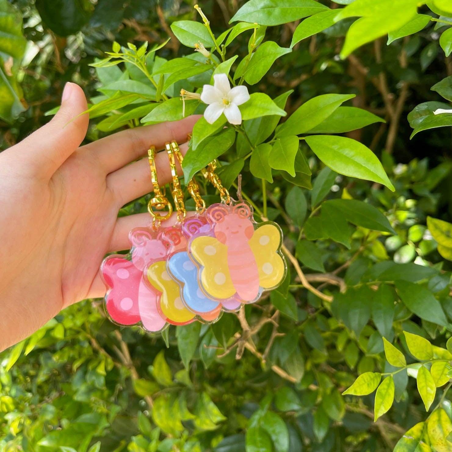 Acrylic Keychain - Butterfly Pink Blossom - KLOSH