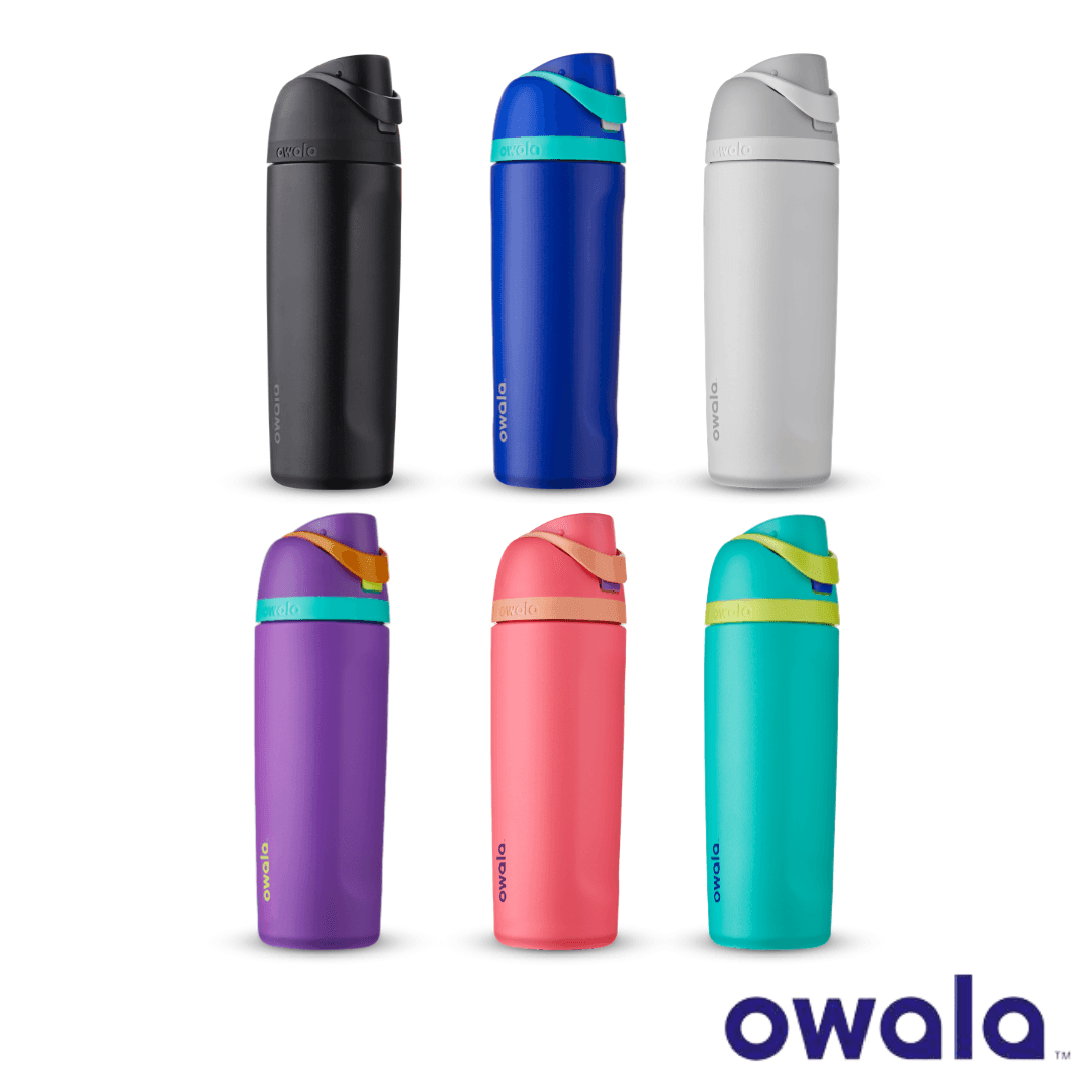 Owala FreeSip™ Insulated Stainless-Steel Water Bottle with Locking Push-Button Lid, 24-Ounce (710ml) - KLOSH