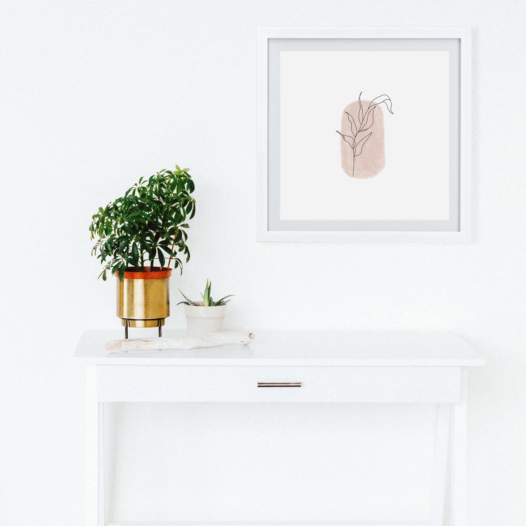 White Square Frame - Botanical Pink Blush - KLOSH